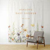 Tenture Arrière-plan du Baby shower Fleur sauvage rustique (En situation)