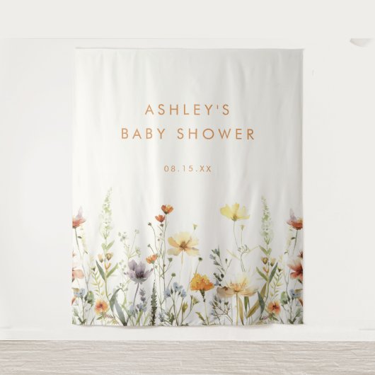 Tenture Arrière-plan du Baby shower Fleur sauvage rustique (Devant)