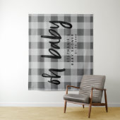 Tenture Arrière-plan du Baby shower gris moderne (En situation)