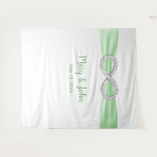 Tenture Arrière-plan du Mariage d'infinité du ruban vert (Devant (Horizontal))