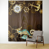 Tenture Arrière - plan en bois avec cheval de mer mécaniqu (En situation)