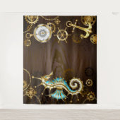 Tenture Arrière - plan en bois avec cheval de mer mécaniqu (Devant)