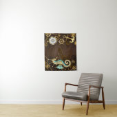 Tenture Arrière - plan en bois avec cheval de mer mécaniqu (En situation)