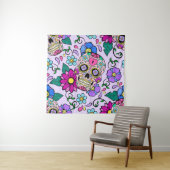 Tenture Arrière - plan festif avec crâne de sucre, coeur e (En situation)