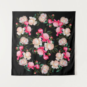 Tenture Arrière - plan floral. Peonies rose et blanc sur u