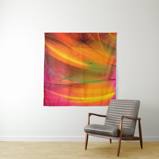 Tenture arrière - plan fractal abstrait jaune 3d rendu3d, (En situation)