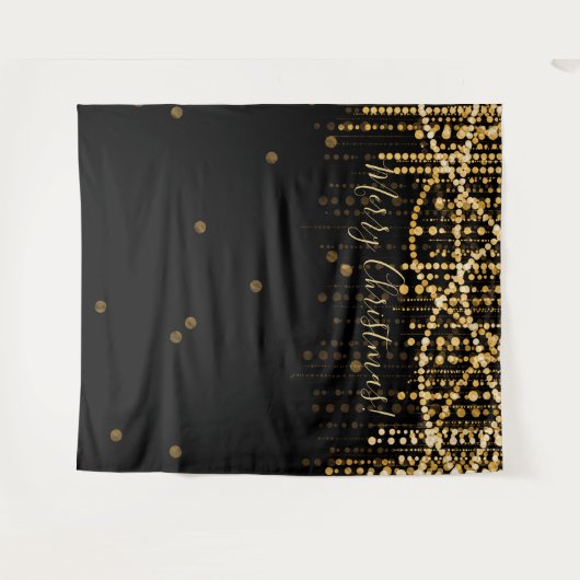 Tenture Arrière-plan Joyeux Noël Soirée Gold String Lumièr (Devant (Horizontal))