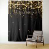 Tenture Arrière-plan Joyeux Noël Soirée Gold String Lumièr (En situation)