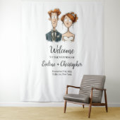 Tenture Arrière-plan mariage Aquarelle Quirky Couple Bride (En situation)