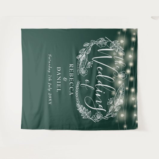 Tenture Arrière-plan Mariage Emerald Green String (Devant (Horizontal))