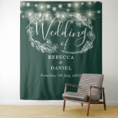 Tenture Arrière-plan Mariage Emerald Green String (En situation)