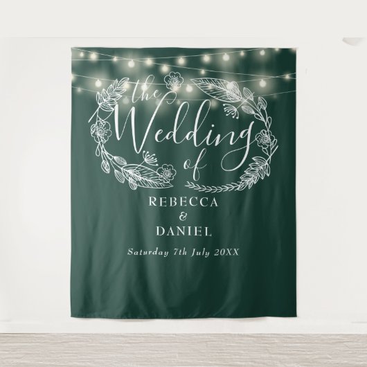 Tenture Arrière-plan Mariage Emerald Green String (Devant)