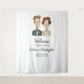 Tenture Arrière-plan Mariage ironique Aquarelle mariée et  (Devant)