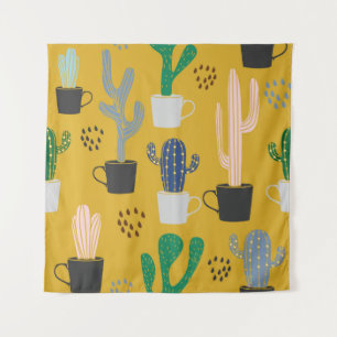 Tenture Arrière - plan motif sans couture Cactus. Col tiré