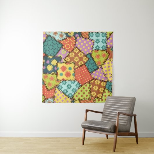 Tenture arrière - plan patchwork avec différents motifs (En situation (horizontale))
