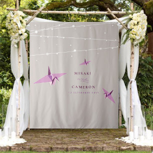 Tenture Arrière-plan photo du Mariage de grue en papier Or