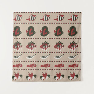 Tenture Arrière - plan sans couture avec vie marine - crab