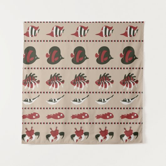 Tenture Arrière - plan sans couture avec vie marine - crab (Devant)