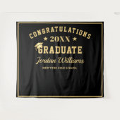 Tenture Arrivée moderne Gold Black Graduation Photo Booth  (Devant (Horizontal))