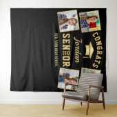 Tenture Arrivée moderne Gold Black Graduation Photo Booth  (En situation (horizontale))