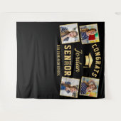 Tenture Arrivée moderne Gold Black Graduation Photo Booth  (Devant (Horizontal))