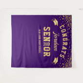 Tenture Arrivée moderne Gold Purple Graduation Photo Booth (Devant (Horizontal))