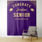 Tenture Arrivée moderne Gold Purple Graduation Photo Booth (En situation)