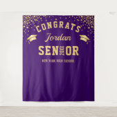 Tenture Arrivée moderne Gold Purple Graduation Photo Booth (Devant)