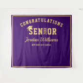 Tenture Arrivée moderne Gold Purple Graduation Photo Booth (Devant (Horizontal))