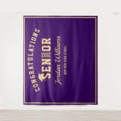 Tenture Arrivée moderne Gold Purple Graduation Photo Booth (Devant)
