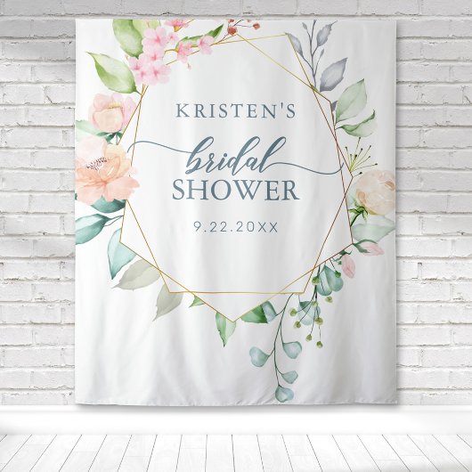 Tenture Arrosage de mariage aquarelle pastel floral géomét