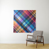 Tenture art abstract geometric diagonal pattern rainbow ba (En situation (horizontale))