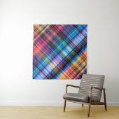 Tenture art abstract geometric diagonal pattern rainbow ba (En situation)
