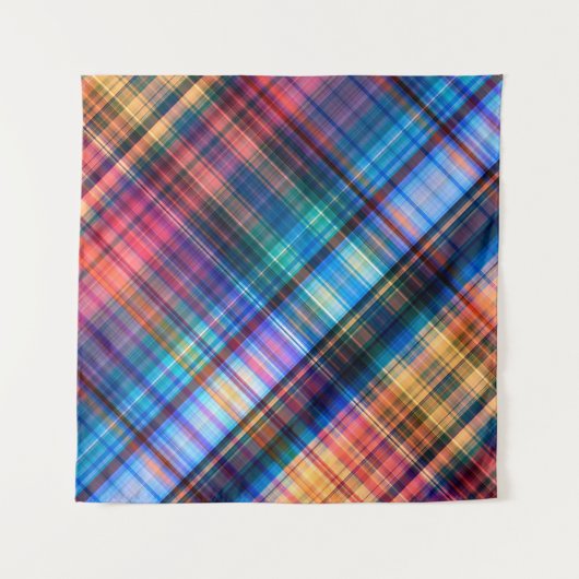Tenture art abstract geometric diagonal pattern rainbow ba (Devant)
