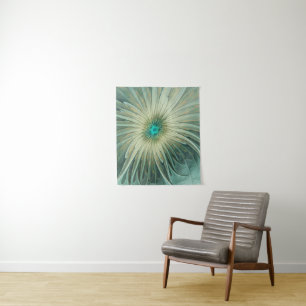 Tenture Art abstrait de fleurs de fantaisie vert sauge fra