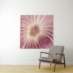 Tenture Art Abstrait Fractal Fleur & Tons de Bourgogne