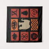 Tenture Art abstrait moderne africain symbole et éléphant (Devant (Horizontal))