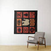 Tenture Art abstrait moderne africain symbole et éléphant (En situation (horizontale))