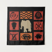 Tenture Art abstrait moderne africain symbole et éléphant (Devant)