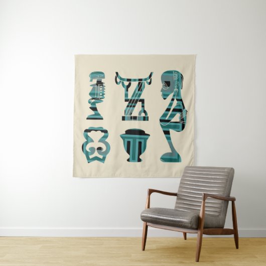 Tenture Art abstrait moderne silhouette africaine (En situation)