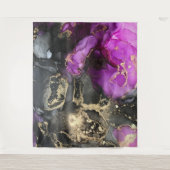 Tenture Art abstrait noir or violet unique (Devant)