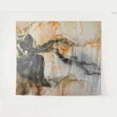 Tenture Art Abstrait Noir Orange Gris Or (Devant (Horizontal))