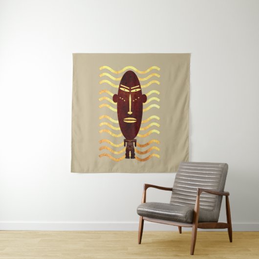 Tenture Art africain indigène abstrait (En situation)