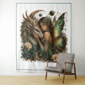 Tenture Art de fée dragon mystique (En situation)