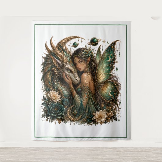 Tenture Art de fée dragon mystique (Devant)