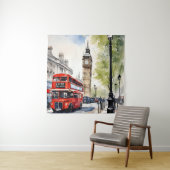 Tenture Art de l'aquarelle à Londres (En situation)