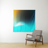 Tenture Art de maille à gradient abstrait turquoise orange (En situation (horizontale))