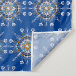 Tenture Art de mandala dessiné à la main bleu et marron bo
