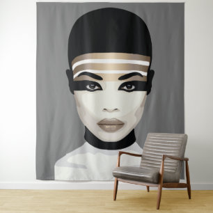 Tenture Art de portrait tribal futuriste abstrait