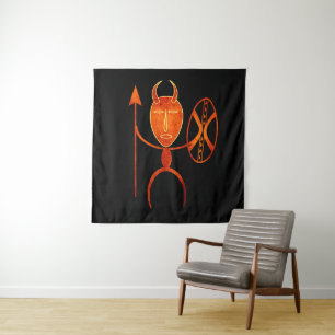 Tenture Art de silhouette primitive africaine abstraite